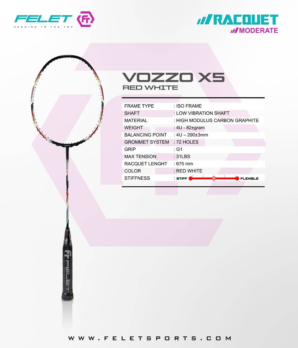Felet VOZZO X5 Badminton Racket - Sports Zone