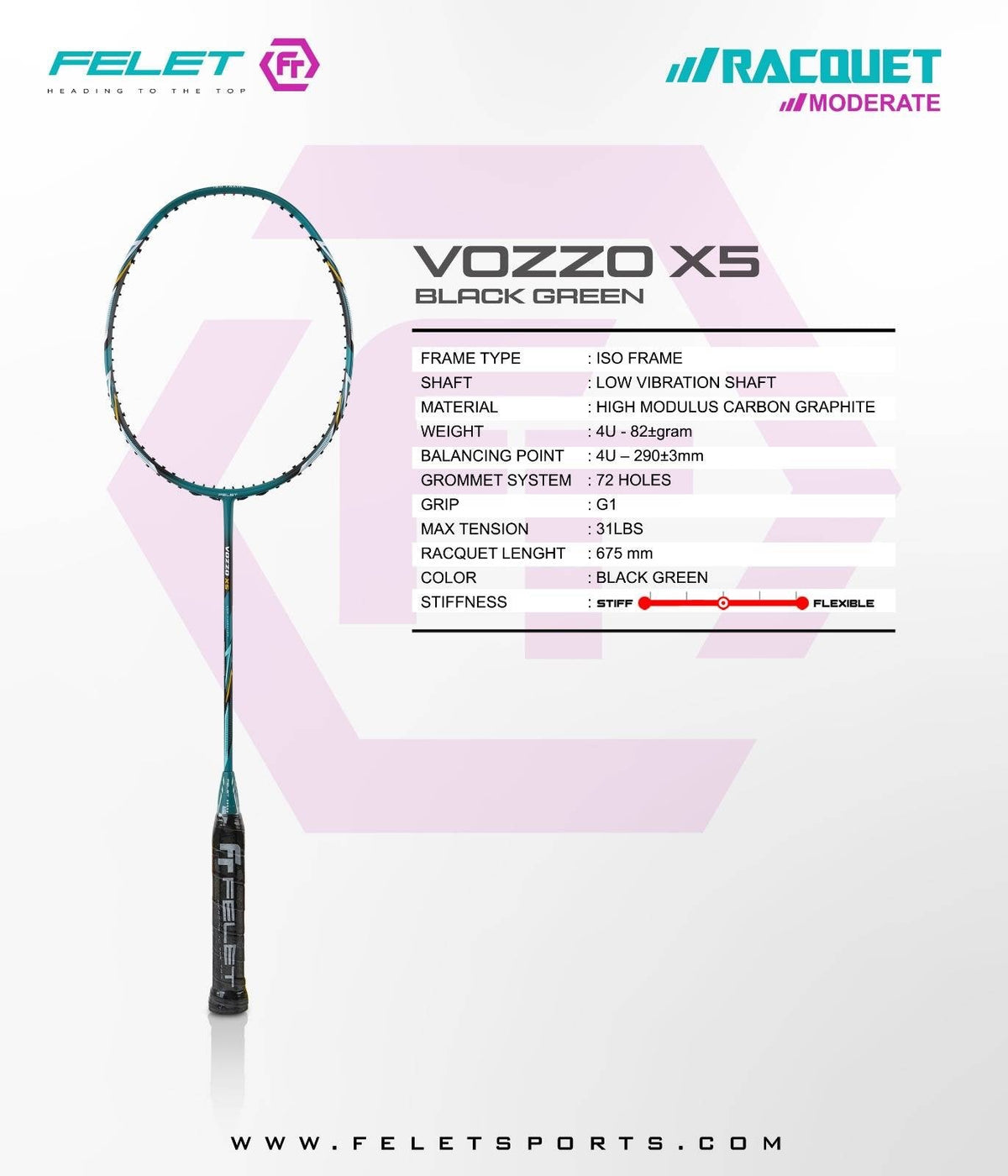 Felet VOZZO X5 Badminton Racket - Sports Zone