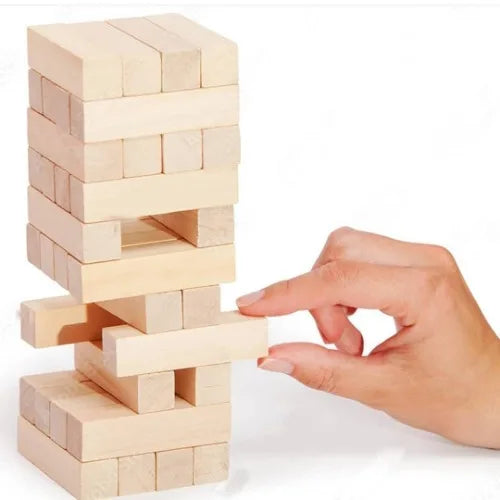 Classic 2 in 1 Jenga Wooden Stacking Tower Board Game for Kids & Adults
