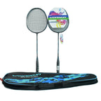 Weinixun 615 Badminton Racket Pair with Bag - Black/Cyan
