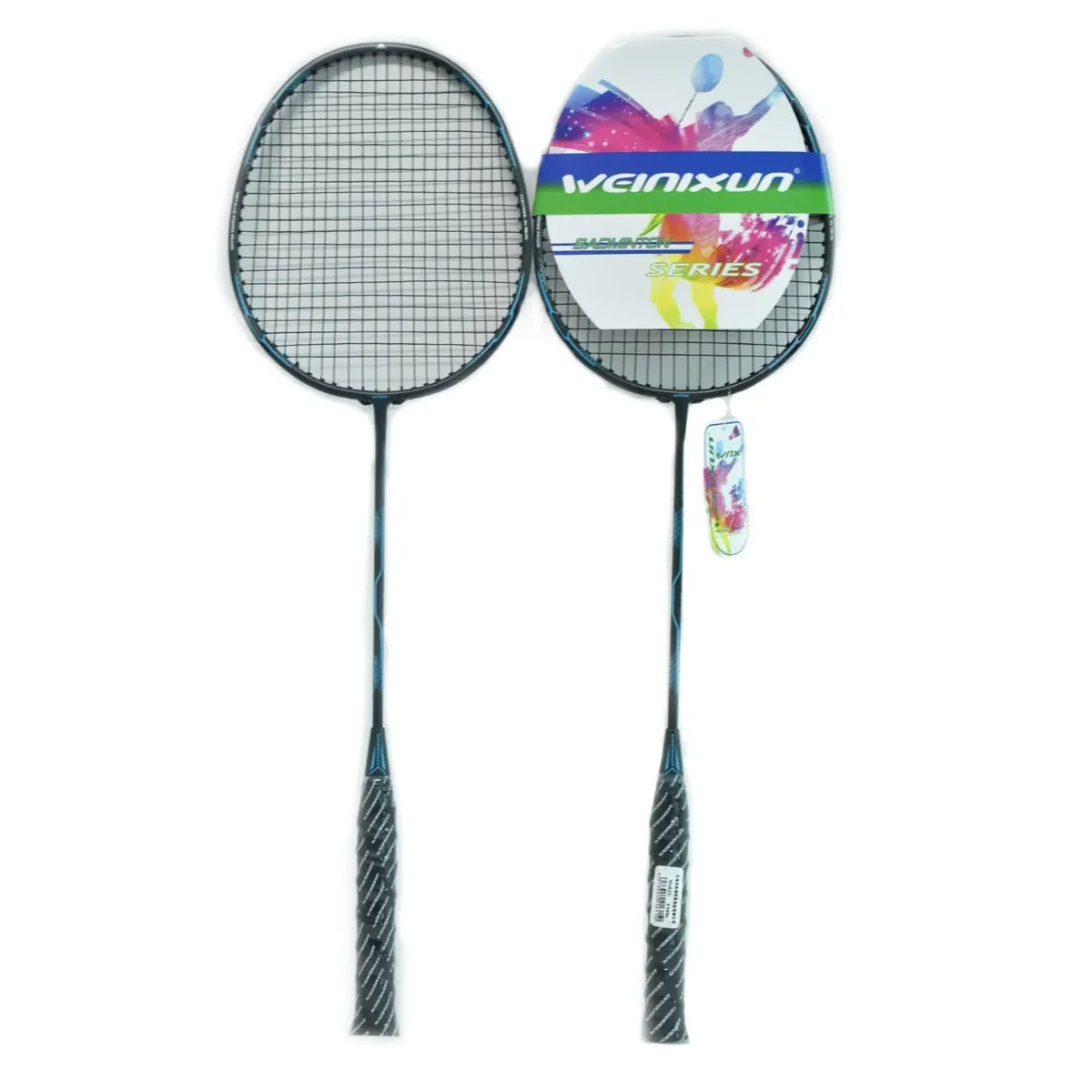 Weinixun 615 Badminton Racket Pair with Bag - Black/Cyan
