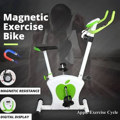Apple Fitness Bike | Spinning Exercise Bicycle Magnetic Resistances With LED Monitor - Upright Bike