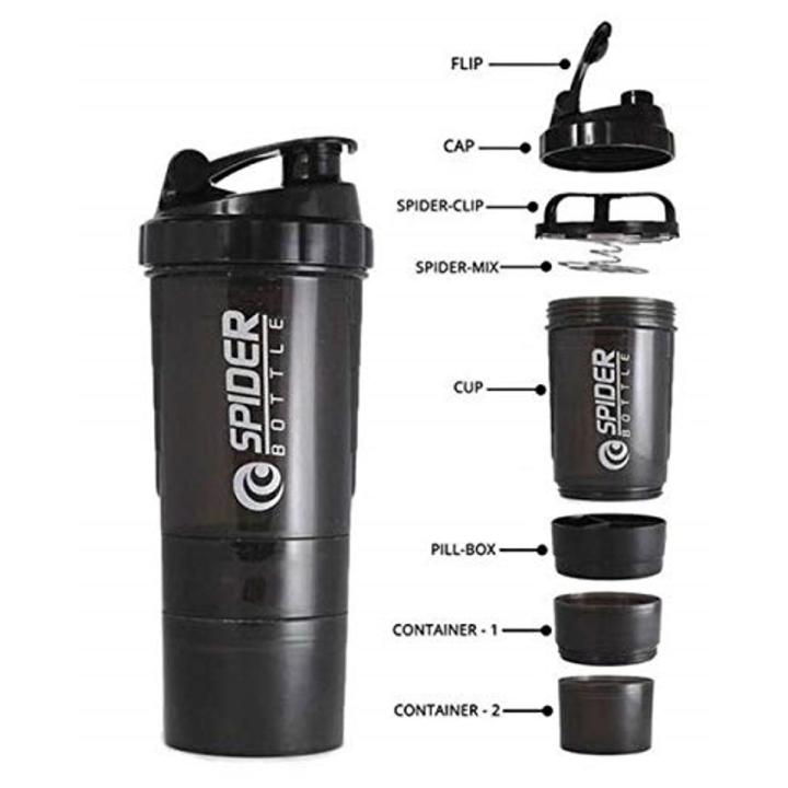 Spider Shaker Bottle China |SPIDER BOTTLE PROTEIN & MULTI PURPOSE SHAKER WITH 2GO SOLUTION Strauss Spider Shaker Bottle 500ml