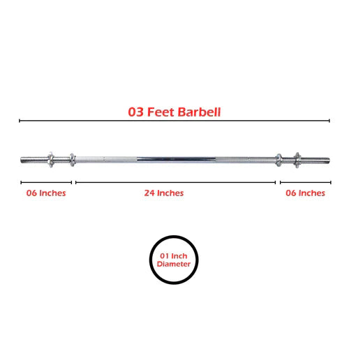 Barbell Rod Star Shaped 1 inch Diameter 3 Feet