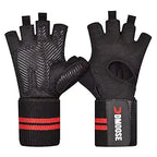 DMoose Weight Lifting Gloves for Deadlifts, Weightlifting, Powerlifting, Crossfit, and Strongman Workouts, Heavy Duty Wrist Support, Gym, and Olympic Bar Training, Pair
