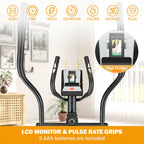 Magnetic Elliptical Cross Trainer | 8 Level Resistance | LCD Monitor Pulse Calories | Full Body Low Impact Workout | Home Gym Exercise Machine | Sports Zone