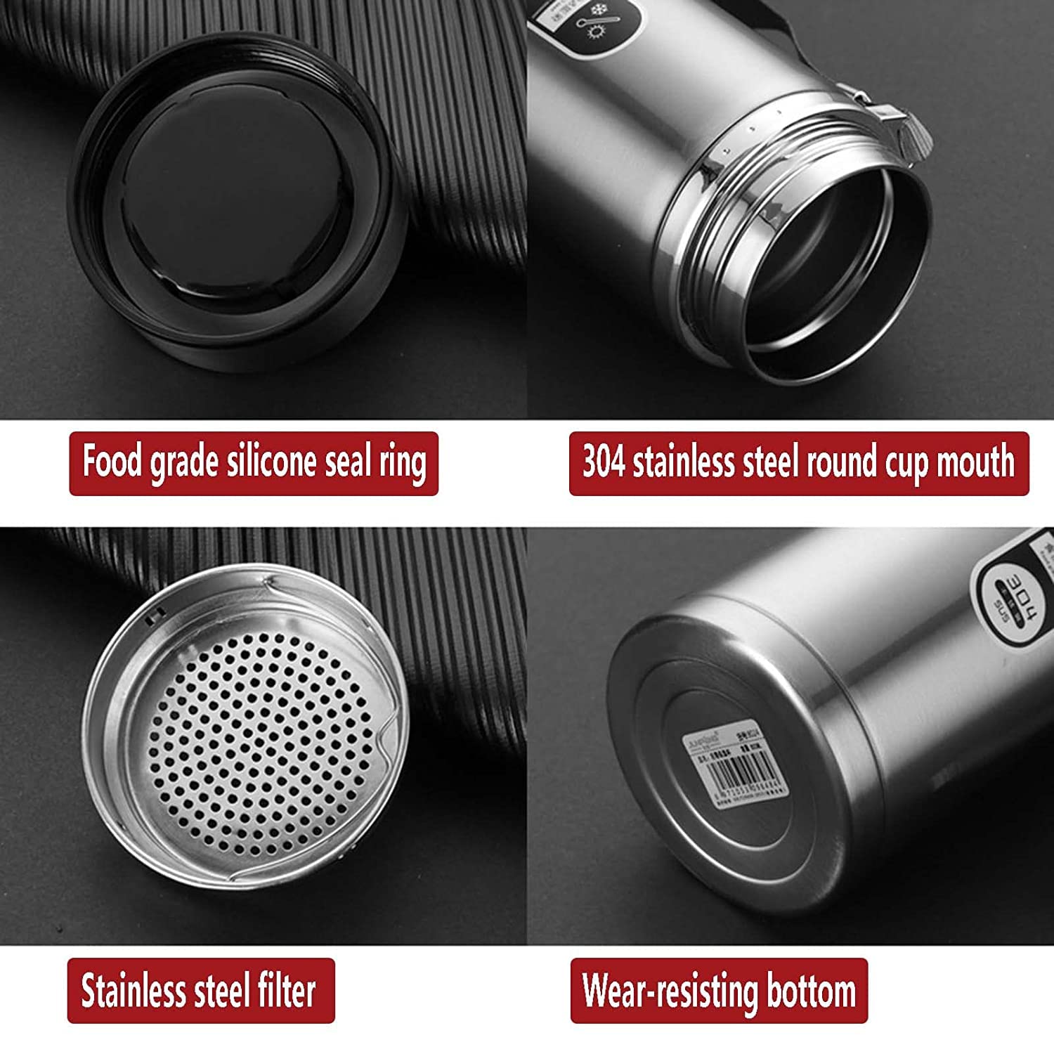 Water Bottle | Leakproof Stainless Steel Water Vacuum Flask 800ml Red