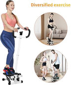 Mini Stepper with Handle and Bands, Fitness Stepper Machine for Full Body Workout
