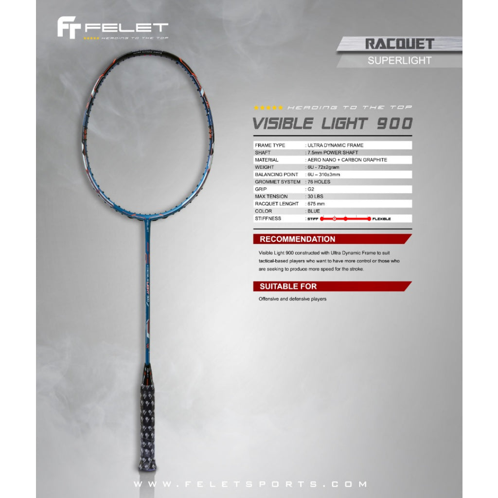 Felet Visible Light 900 Badminton Racket - Sports Zone