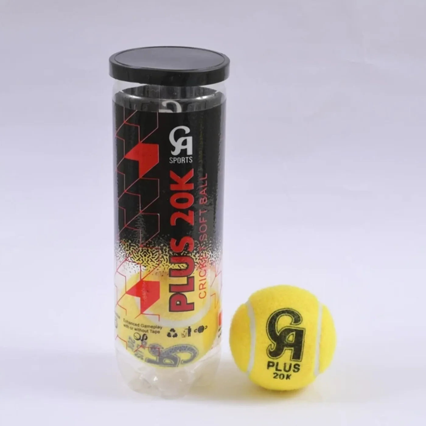 CA Plus Tennis Cricket Ball - Plus 20K 3pc Can Yellow
