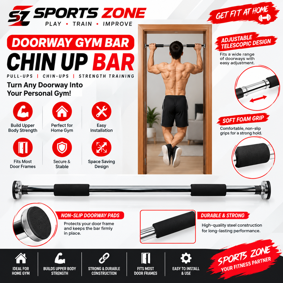 Doorway Gym Bar - Chinup Bar