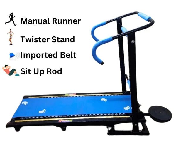 SPORTS ZONE FITNESS 24 Rollers Manual Treadmill Running Machine for Home Gym | Roller Jogging Machine | Foldable Tread Mill | Easy Assembly