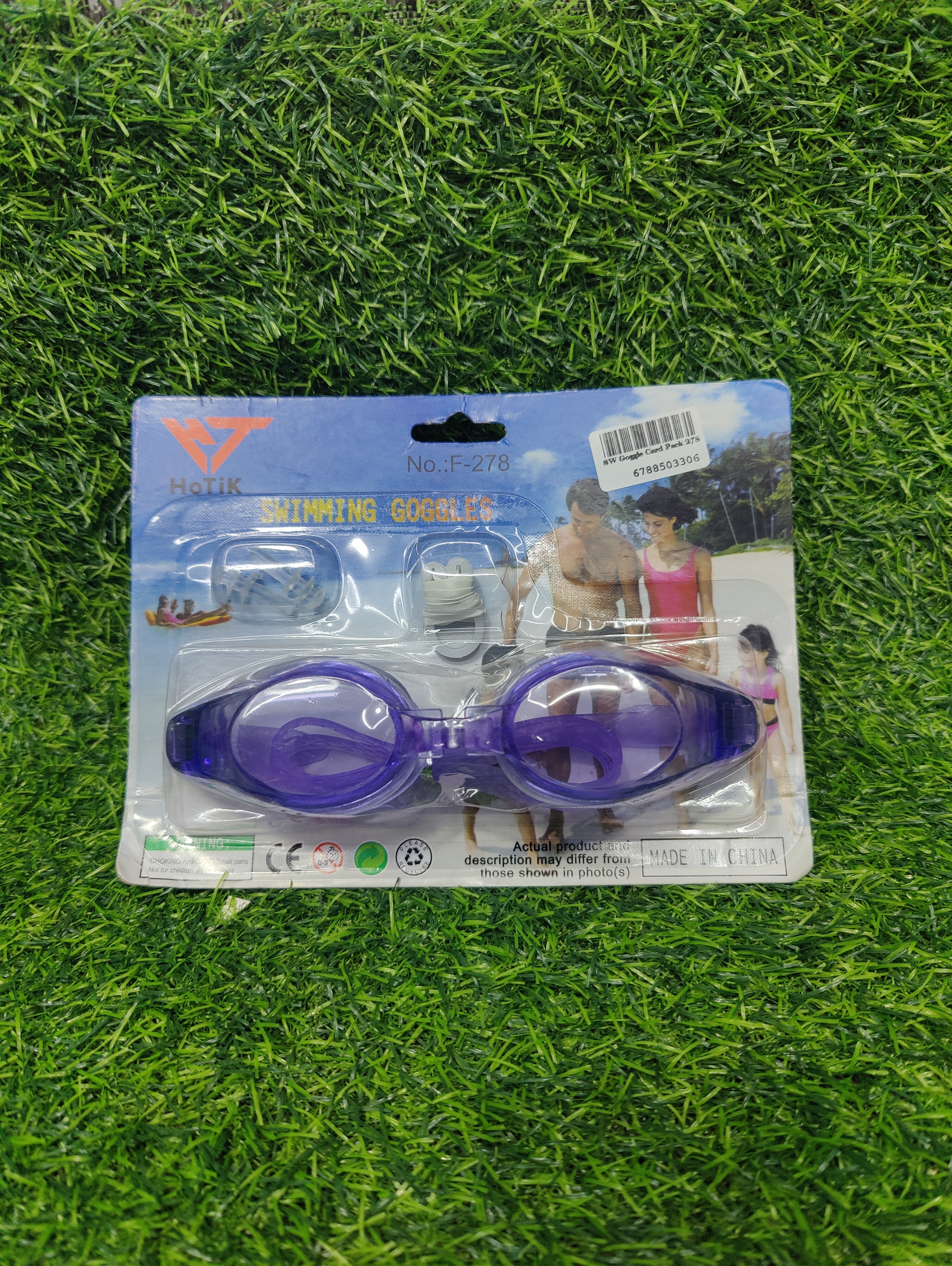 Swimming Goggle Card Packing With Ear Nose Plugs