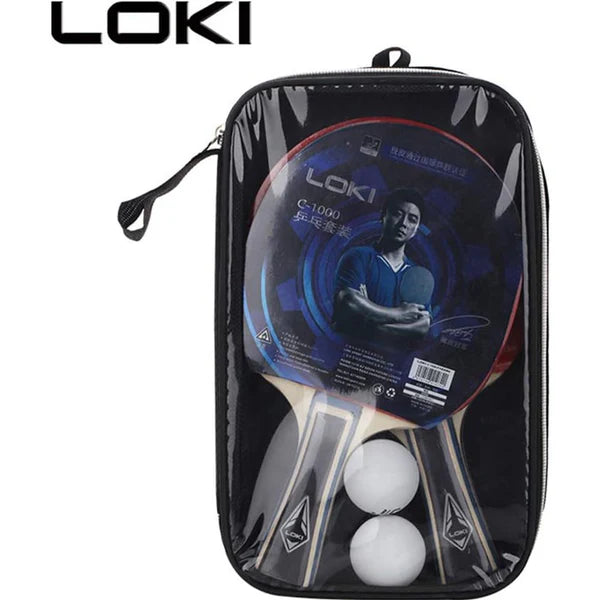 Loki Table Tennis Racket - Model K1000 - 2 Rackets+2 Balls+Bag