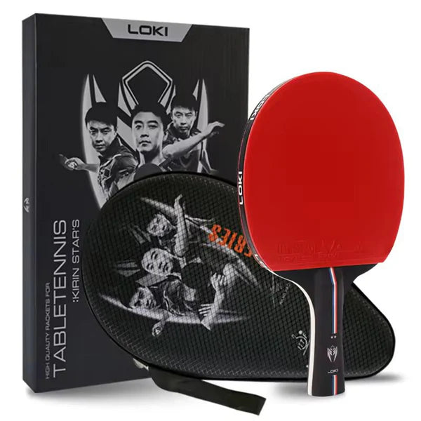 Loki Table Tennis Racket - Kirin 2-Star With Bag - Red/Black