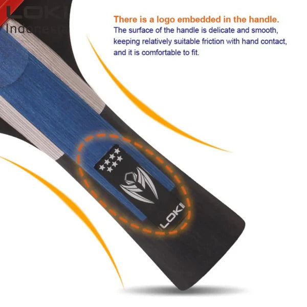 Loki Table Tennis Racket - Kirin 7-Star With Bag - Red/Black