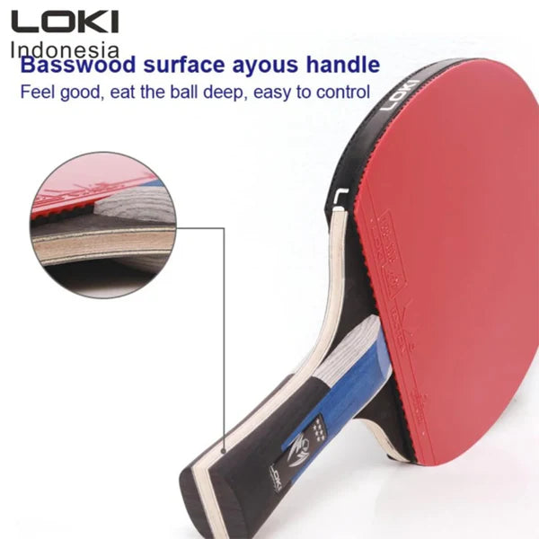 Loki Table Tennis Racket - Kirin 7-Star With Bag - Red/Black