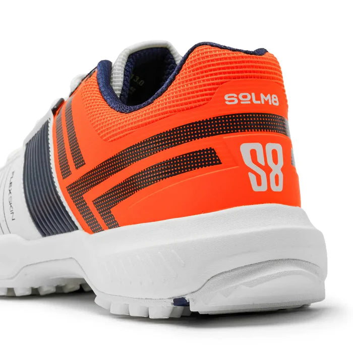 SOLM8 Cricket And Turf Shoes - S8 3.0 White/Orange