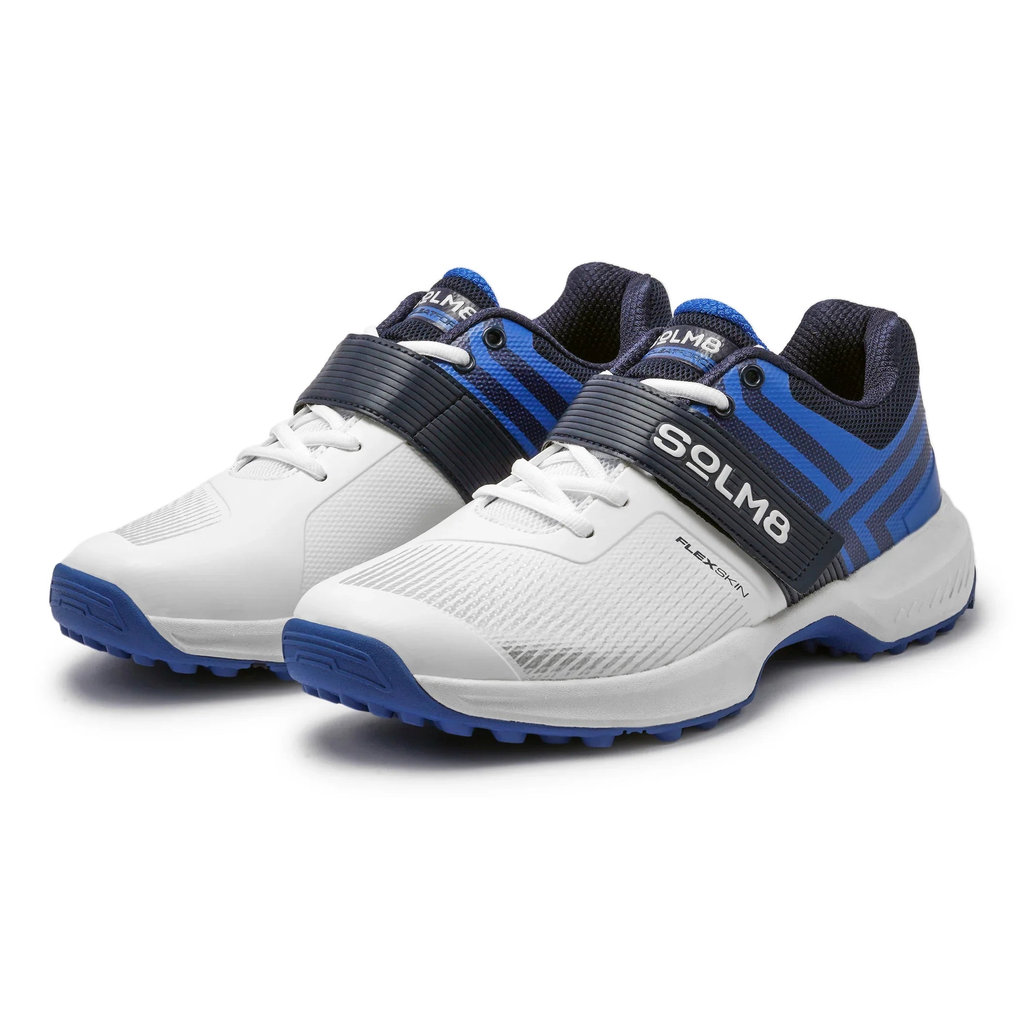 Solm8 S8 Cricket Shoes - White Blue