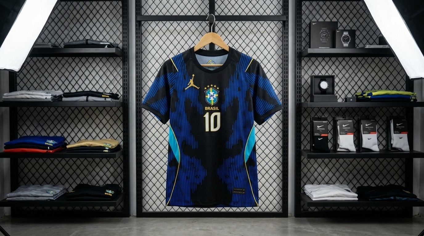 Neymar Jr 10 FIFA WC Brazil Away World Cup 2026 Jersey Embroidered Logos.