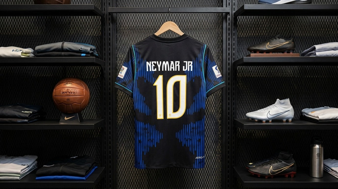 Neymar Jr 10 FIFA WC Brazil Away World Cup 2026 Jersey Embroidered Logos.