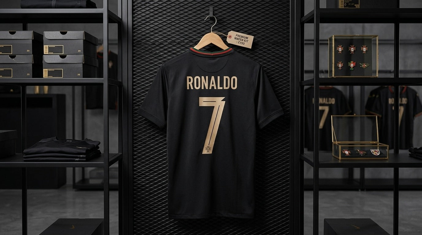 Ronaldo 7 Portugal Black Panther Jersey Special Edition ( Embroidery Logo )