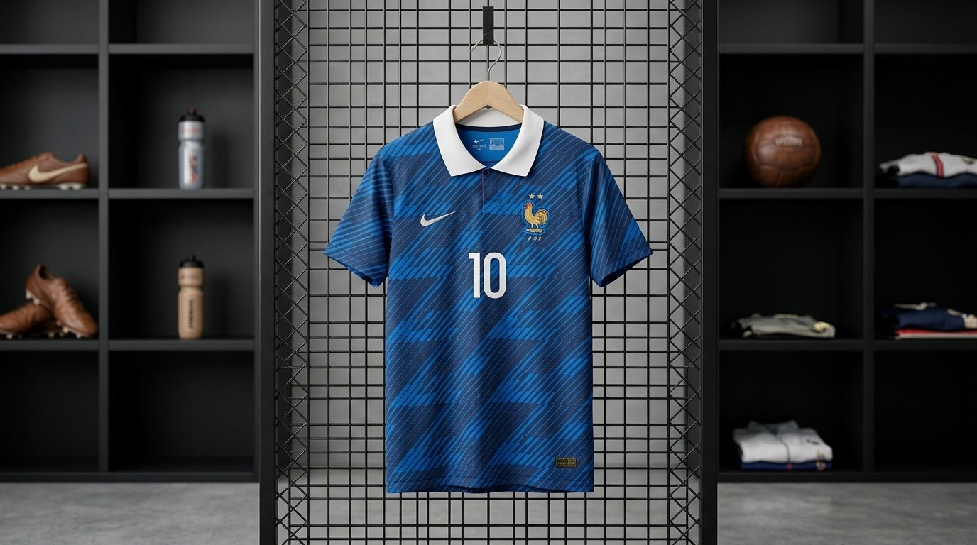 France Home Mbappe World Cup Jersey with Embroidered Logos