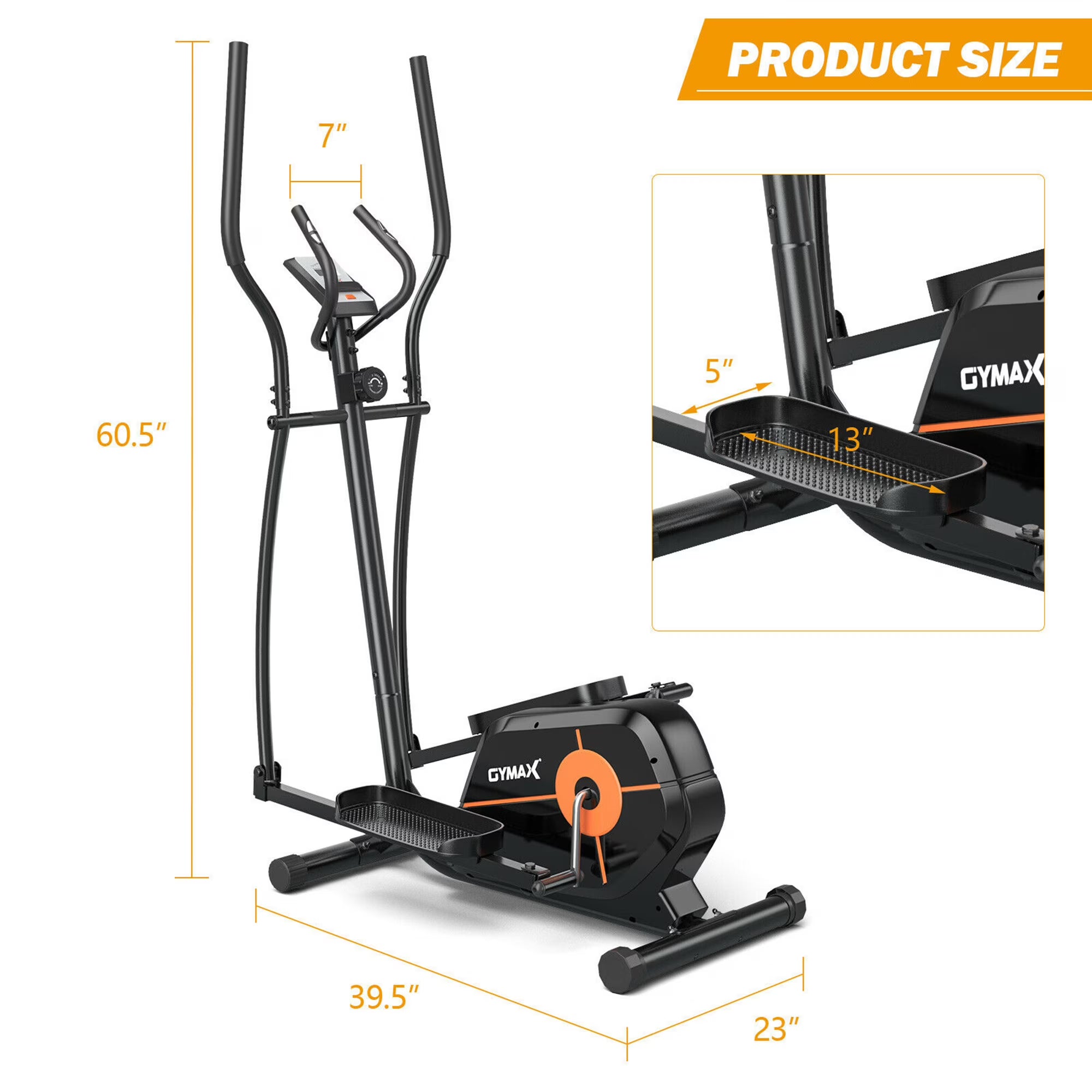 Magnetic Elliptical Cross Trainer | 8 Level Resistance | LCD Monitor Pulse Calories | Full Body Low Impact Workout | Home Gym Exercise Machine | Sports Zone