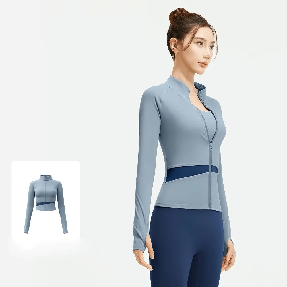 3-Piece Women's Sports/Yoga/Pilates Set – High-Waisted Leggings, Sports Bra, and Zip-Up Jacket