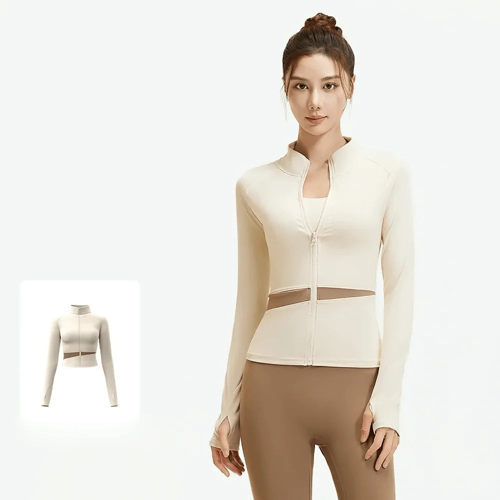 3-Piece Women's Sports/Yoga/Pilates Set – High-Waisted Leggings, Sports Bra, and Zip-Up Jacket