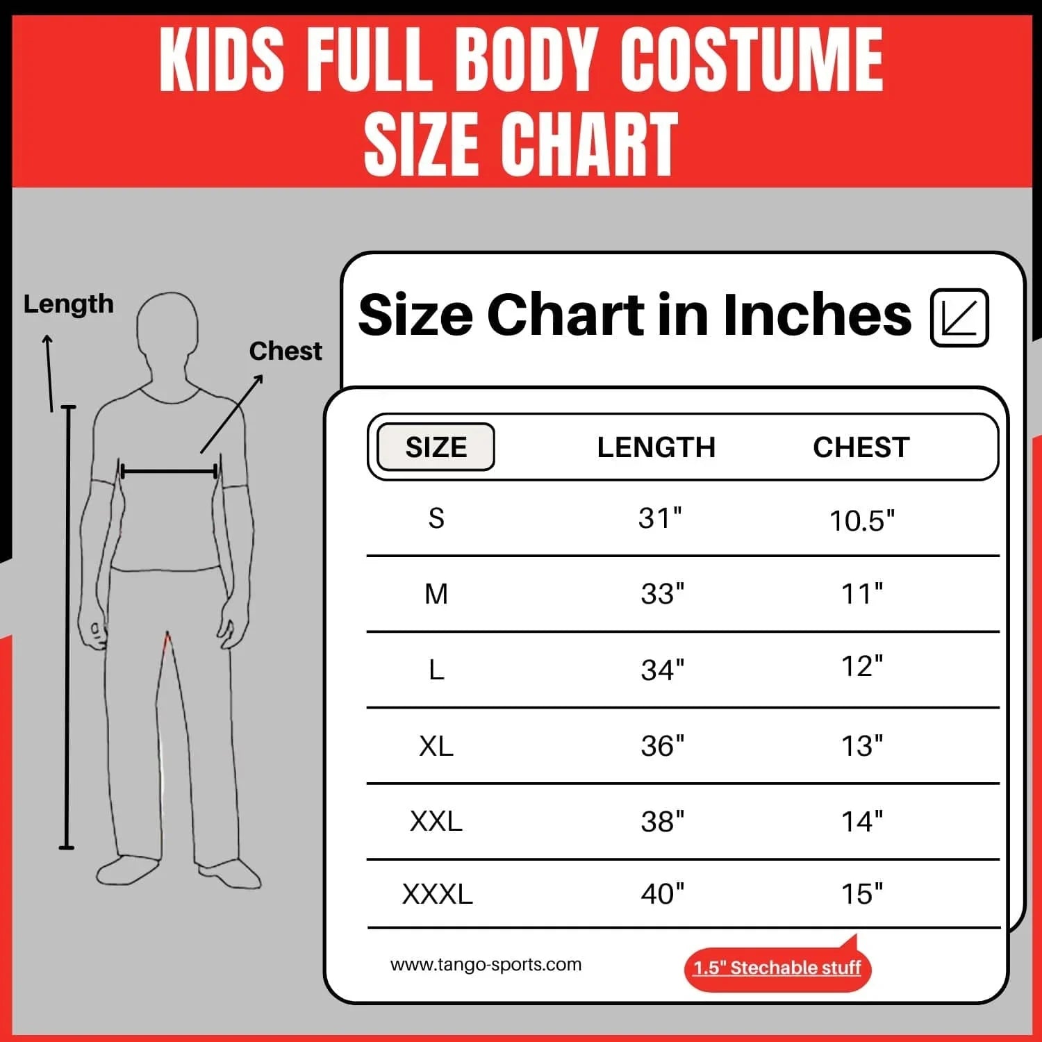 kids size chart | orient sports