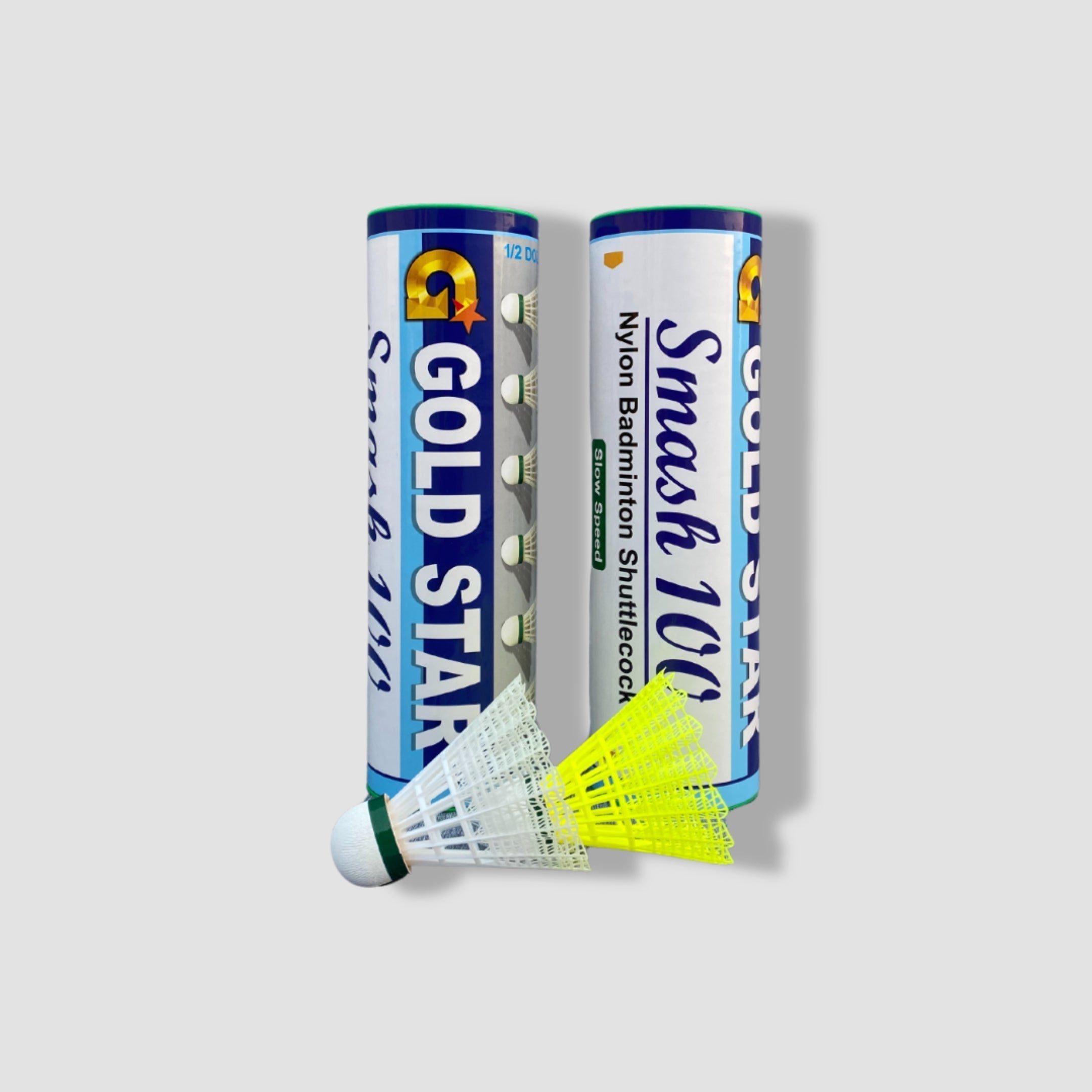 SMASH 100 BADMINTON SHUTTLECOCK NYLON GOLD STAR  (PACK OF 6)