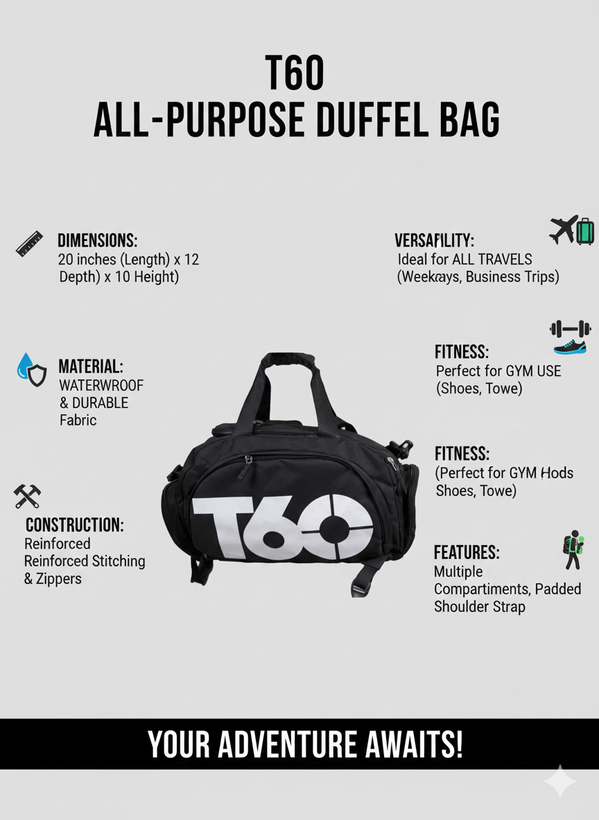 T60 Backpack 2 in 1 Bag - Black - Sports Zone