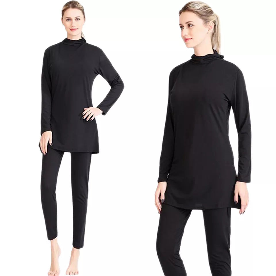 Speedo Ladies Swimming Suit Burkini 2 Piece - Black and Blue Color