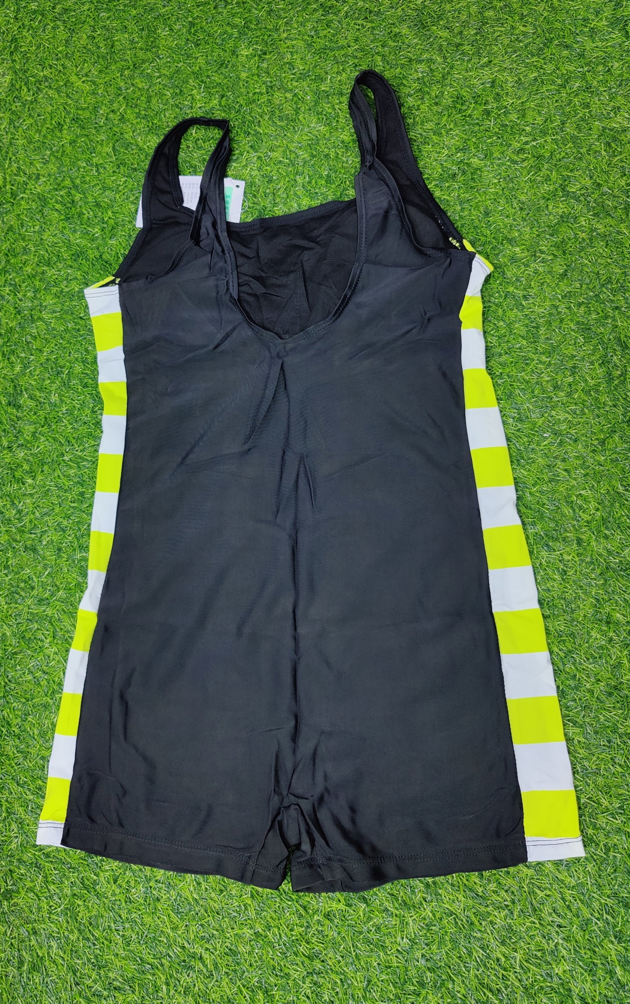 Swimming Costume Sleeveless Black W/Y Strip