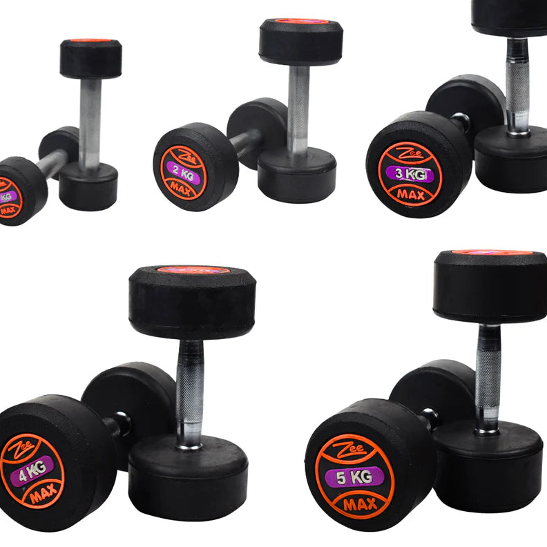 Rubber Coated Dumbbells Zee Maxx 1KG TO 30KG - PACK OF 2