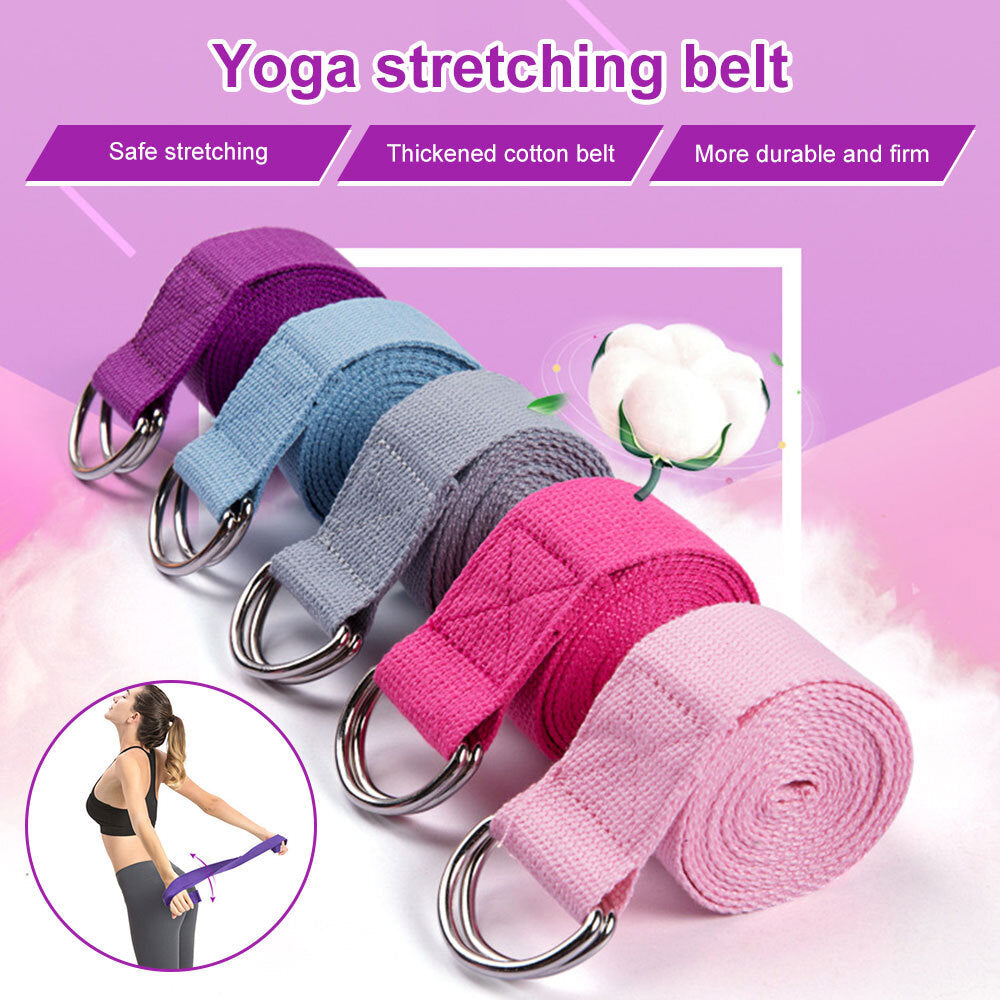 Yoga Strap Durable Cotton With Metal D Ring | 1Pc Adjustable Sport Stretch Strap D-Ring Belts Gym Waist Leg Fitness Yoga Belt
